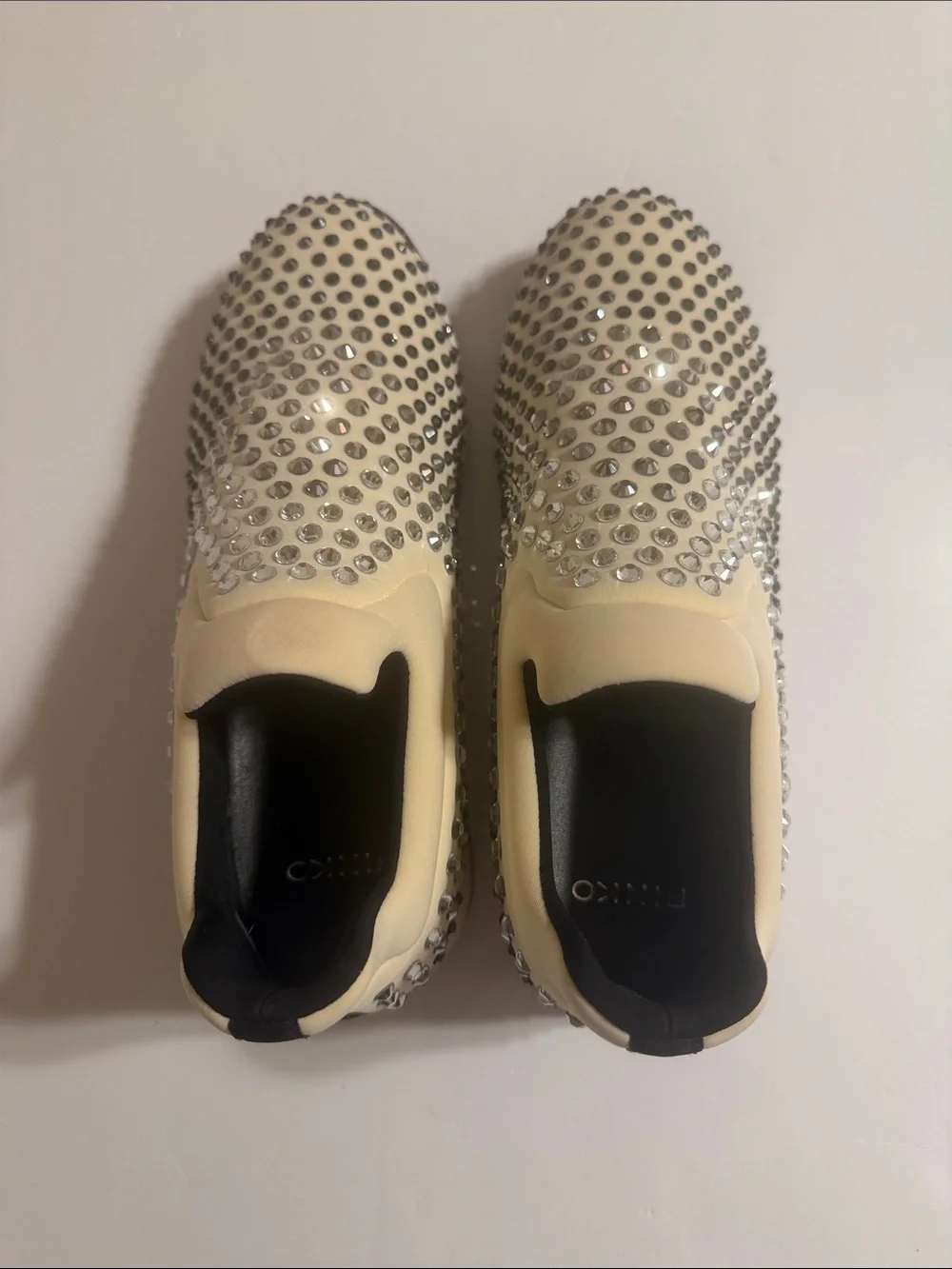 Pinko Cream Crystal-Embellished Slip-On Sneakers Size 8